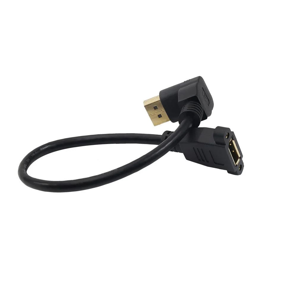 High-Speed Displayport 90 Degree Male to Female Dp Panel Mount Extension Cable Support 4K Resolution to Computer or TV